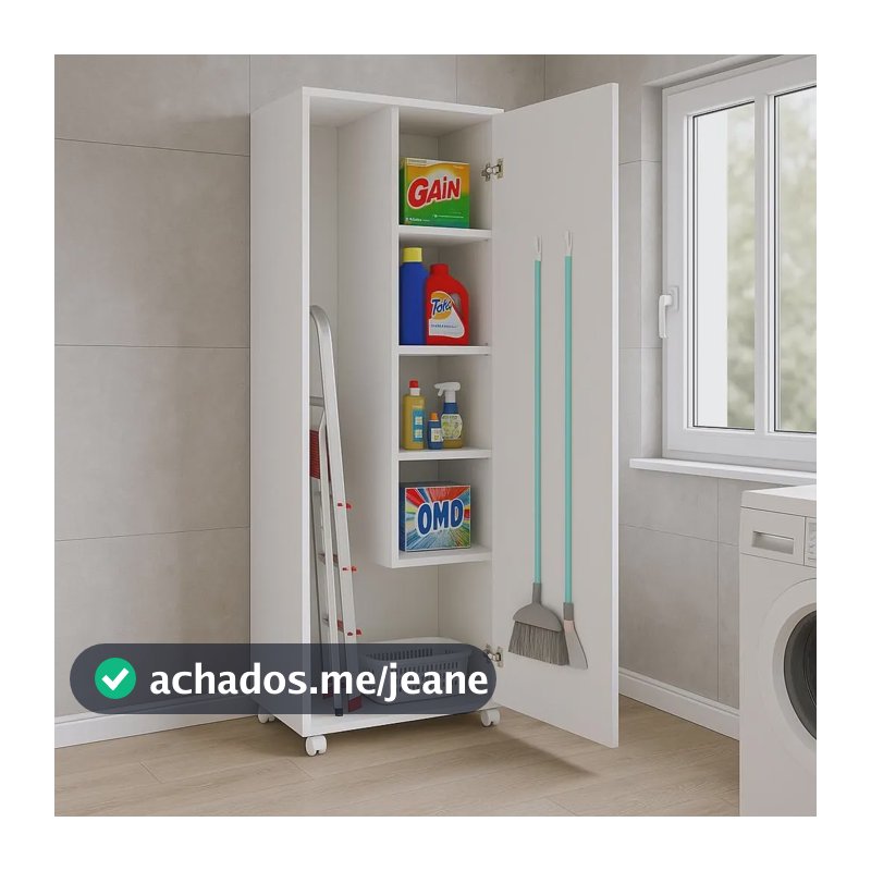 Armário 1 Porta Área De Serviço Porta Vassouras Cozinha Branco