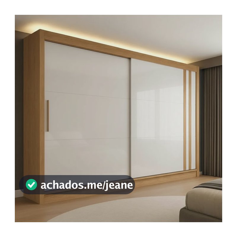 Guarda Roupa Casal 2 Portas De Correr 4 Gavetas Seul Freijó/off White