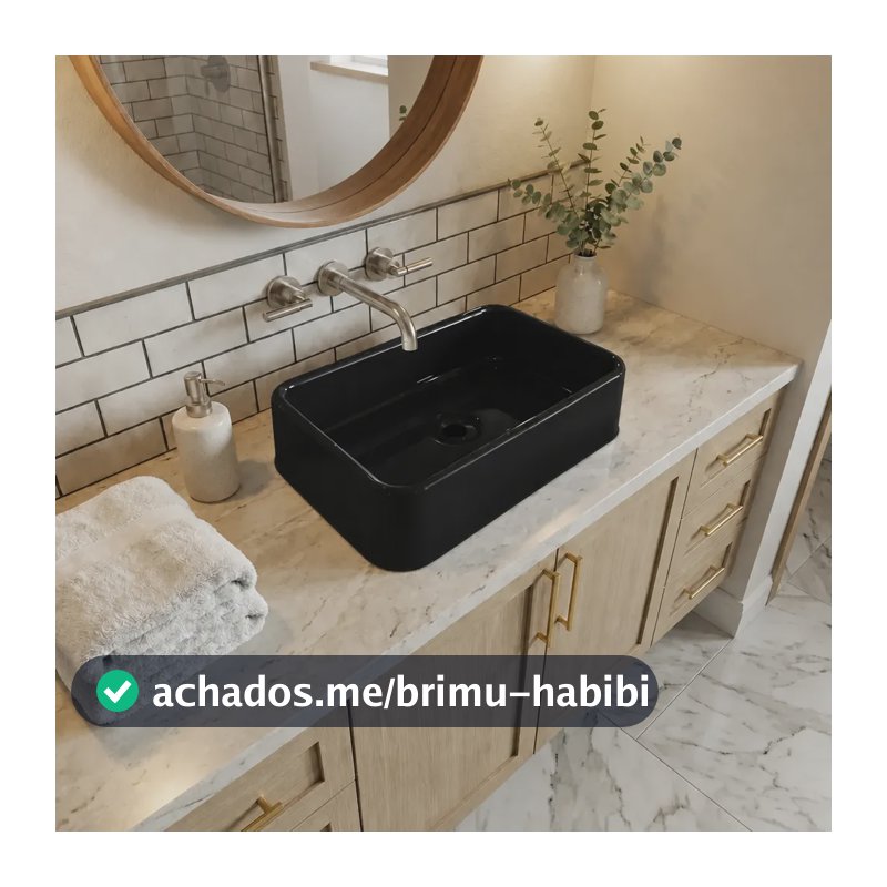 Cuba De Apoio Plástico Polietileno Banheiro Ou Lavabo Torino Preto Brilhante