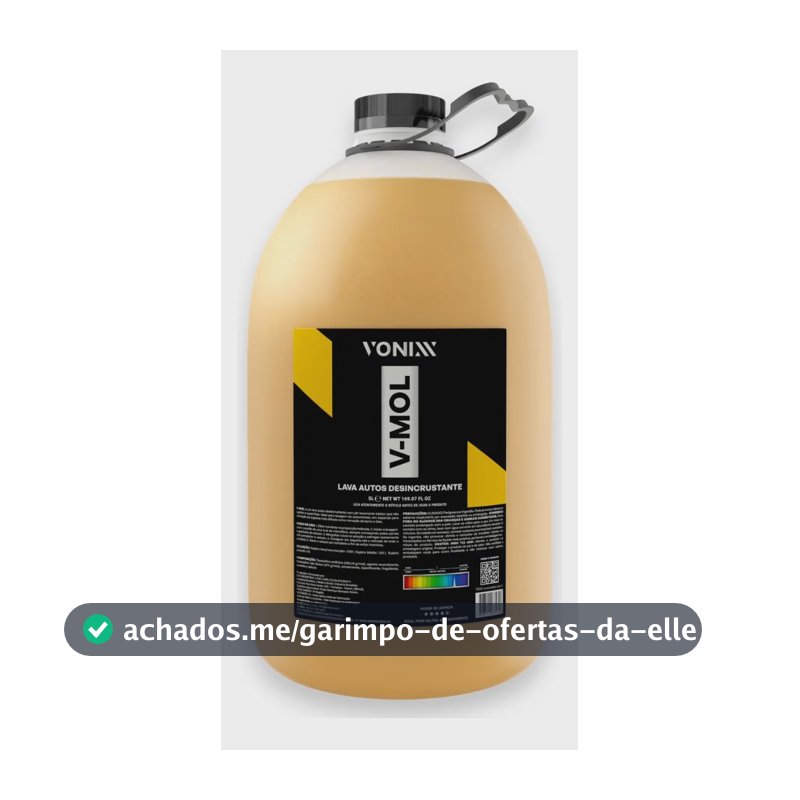 Shampoo Automotivo Desincrustante Vonixx V-Mol 5L Biodegradável Cereja