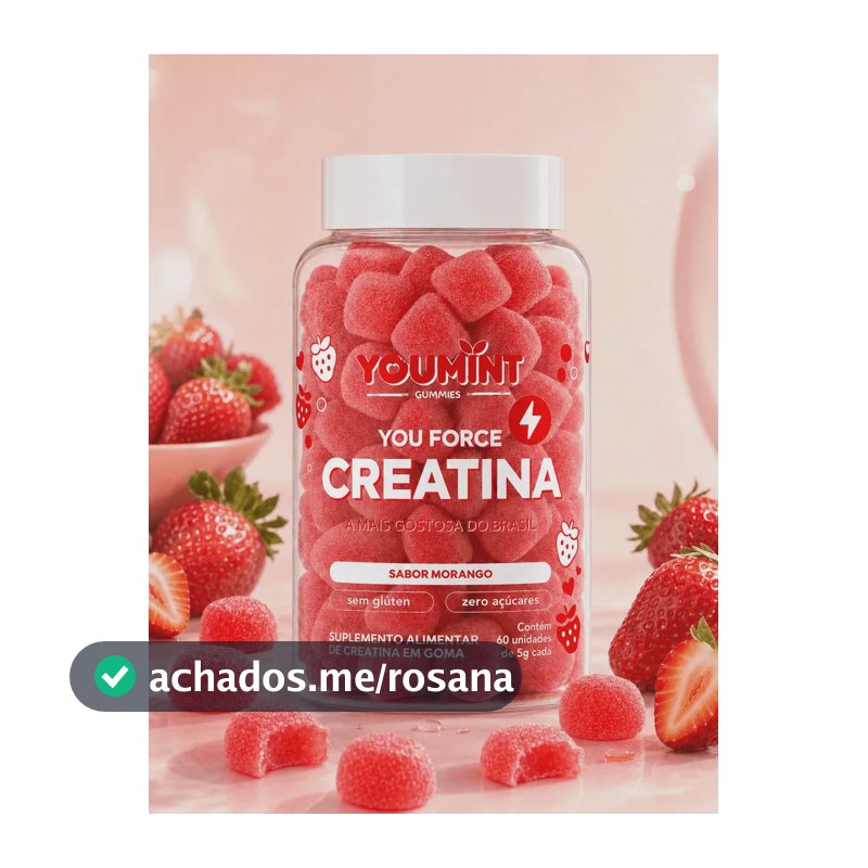 CREATINA GUMMY YOUMINT – SABOR MORANGO – ZERO AÇÚCARES – 60 GOMAS