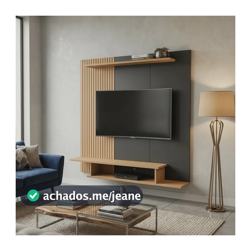 Painel Para Tv França Doçe Morada 55 Polegadas Preto/ripado