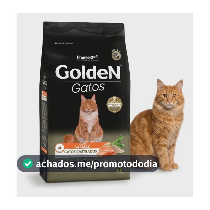 Ração Golden Gatos Castrados Salmão 10kg Alta Aceitação
