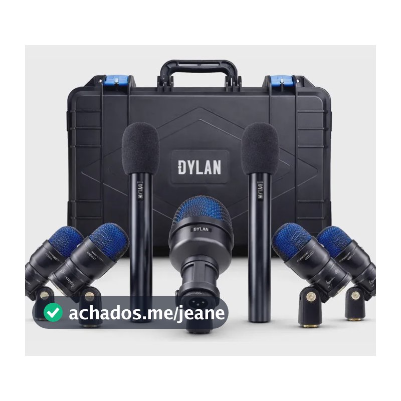 Kit De Microfones Dylan Ddx-7000 Para Bateria Preto Com Case Kit 7 microfones para Bateria