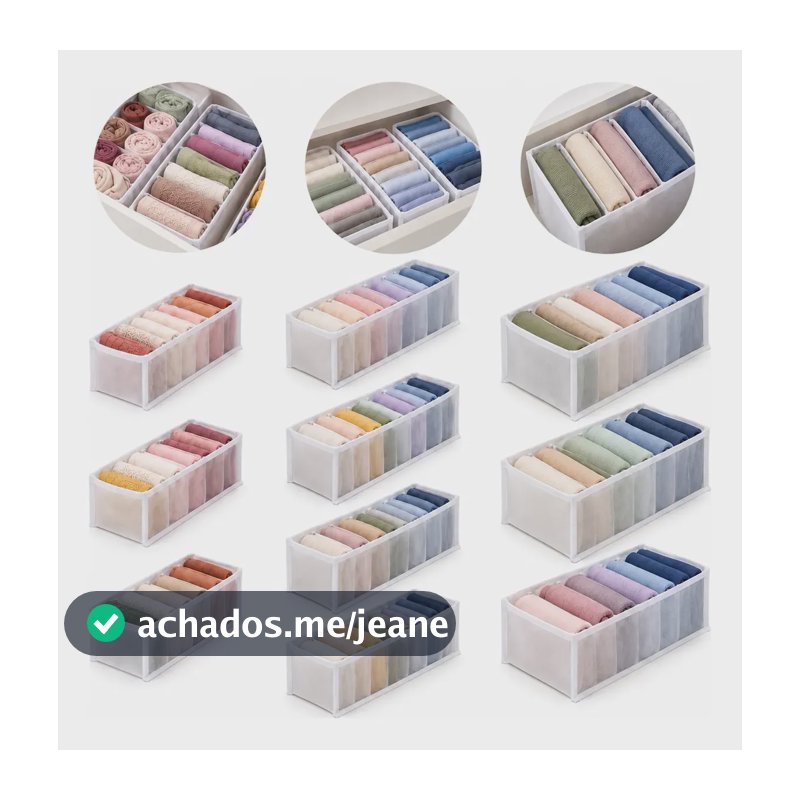 Kit 10 Colmeia Organizadora De Gavetas 3p+4m+3g Roupas Geral Branco Branco