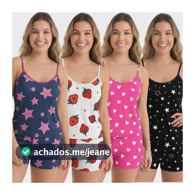 Kit 4 Pijamas Conjunto Baby Doll Feminino Microfibras Mulher