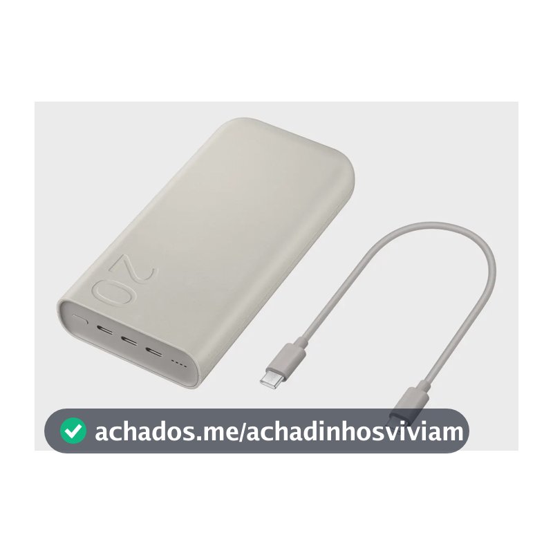 Carregador Power Bank sem fio Samsung | Potência de 45 W | 20.000 mAh | Cor bege | Carregamento super rápido 2.0