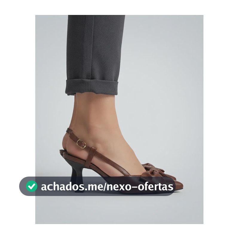 Scarpin Slingback Feminino Laço 5420 Floter Preto Cacau