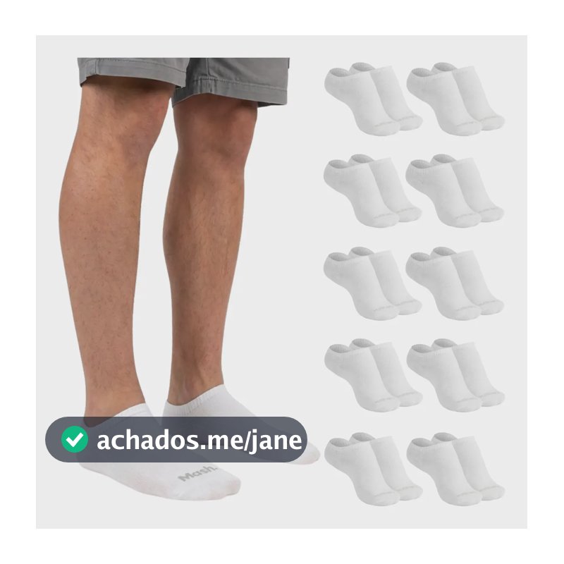 Kit 10 Pares Meia Invisível Soquete Algodão Confortável Mash 10 Brancas Meia Invisível Meia Cano Curto Meia Masculina Meia Feminina G ( 39 A 44 ) Meia Masculina Meia Feminina Meia Algodão