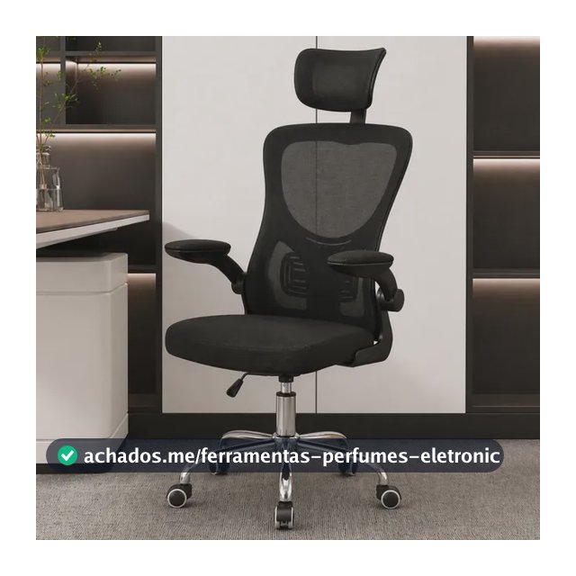 Cadeira Giratória Escritório Ergonômica Vegas Mesh Preto Tela Mesh