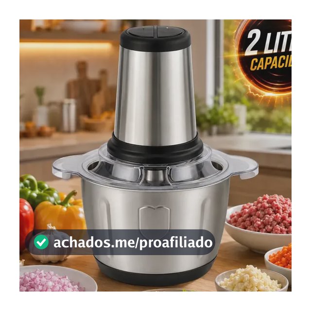 Multiprocessador Triturador Elétrico 2 Litros Inox Processador De Alimentos Moedor Carne Alho Legumes Cozinha Prático Potente 1200w Prateado 220v