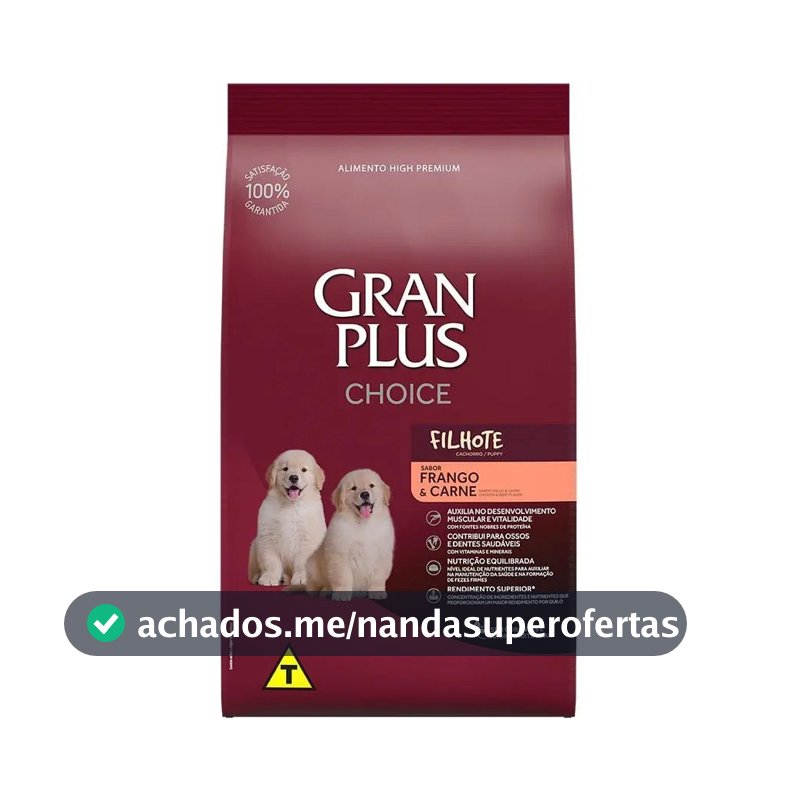 Ração Seca Cães Filhotes Gran Plus Frango e Carne 10,1 Kg