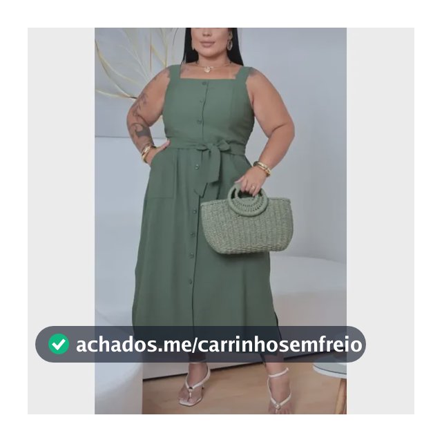 Vestido Plus Size Midi Com Fenda E Bolsos Verde G3
