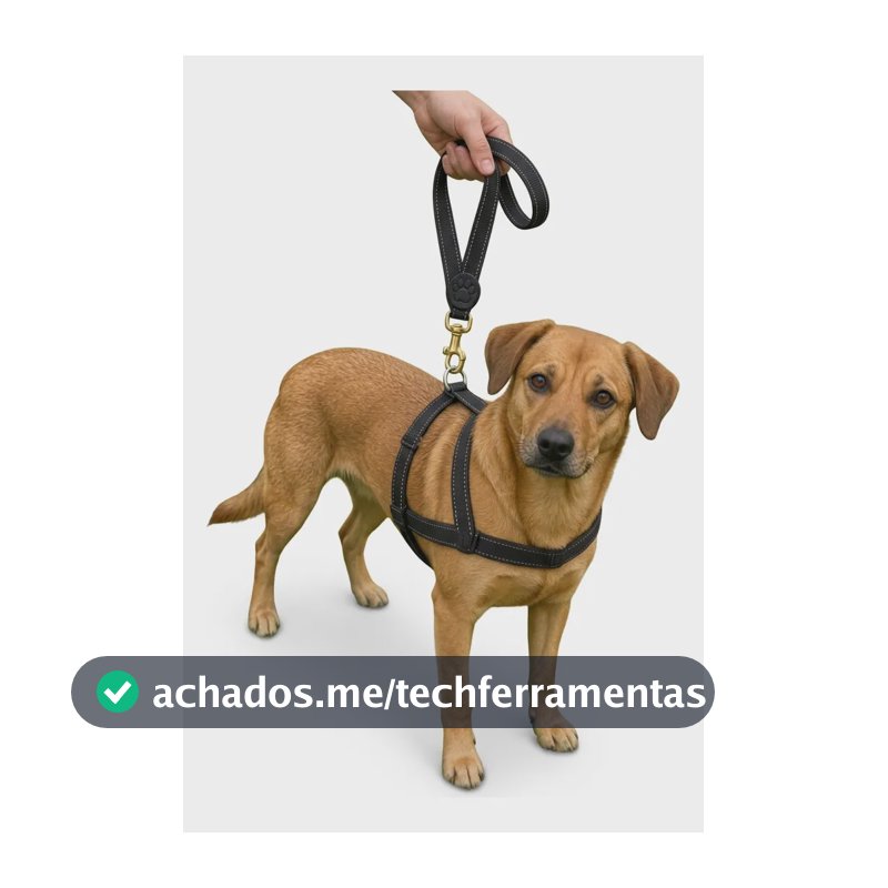 Coleira Peitoral Pet Cachorro Antipuxão Antifuga Guia Preto M
