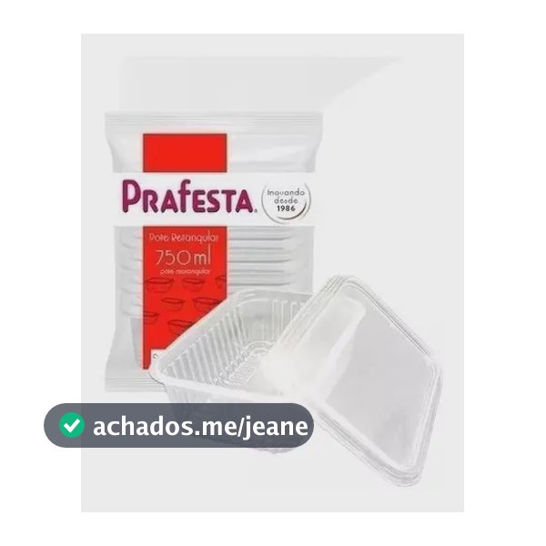 Pote Descartável 750ml Freezer Microondas Marmita - 24 Un. Transparente