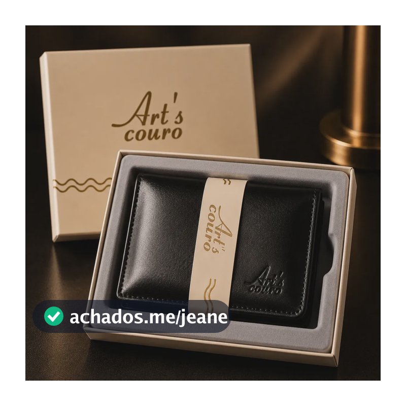 Carteira Masculina Couro Legítimo Premium Porta Moeda Tradic Preta