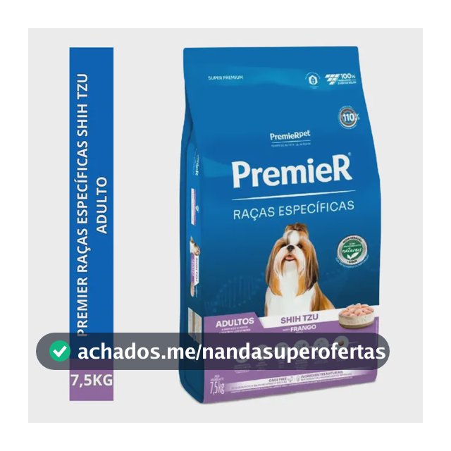 Ração Seca Premier Shih Tzu Cão Pequeno Frango 7.5kg
