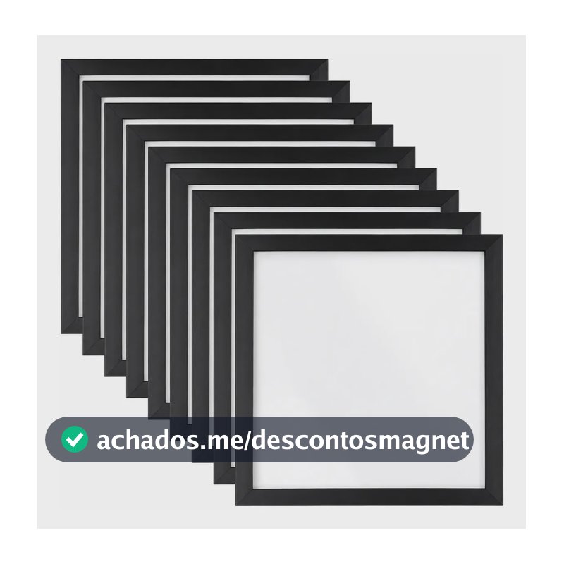 Kit 10 Moldura 25x25 Quadro Foto Poster Imagem Com Acetato Cor Preto Liso