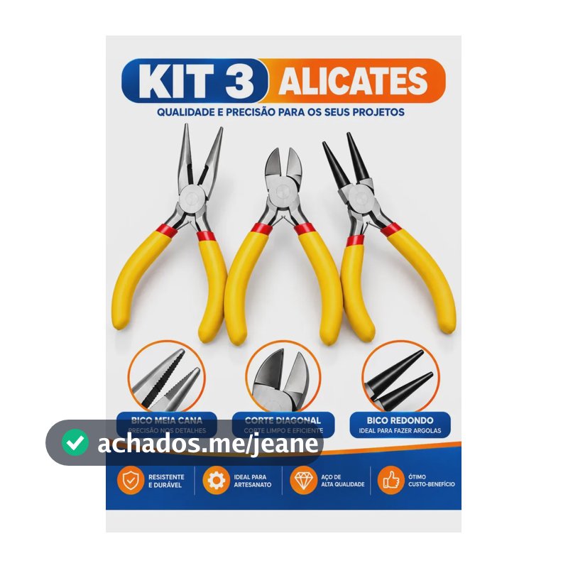 Kit Com 3 Mini Alicates Bico Corte Universal Para Bijuteria Artesanato Eletrônica Ferramenta Precisão Antiderrapante VBS Brasil
