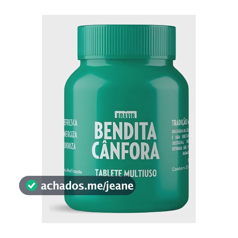 Bendita Cânfora Refinada Pote com 30 Tabletes Multiuso Bravir Casa