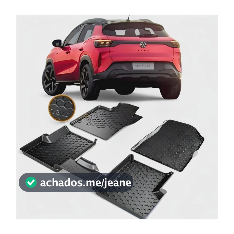 Jogo Tapete Bandeja Automotivo Vw Tera Limpeza E Design Preto
