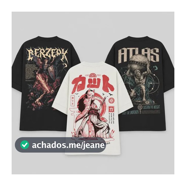 Kit 3 Camisetas Oversized Berzerk Archangel Gueixa Atlas