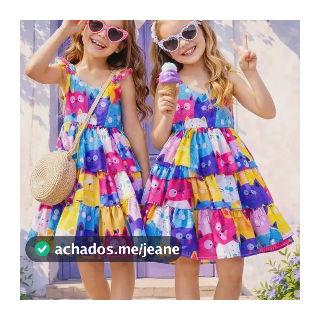 Vestido Infantil Gatinho Colorido 2 Ao 12 Anos Lançamento