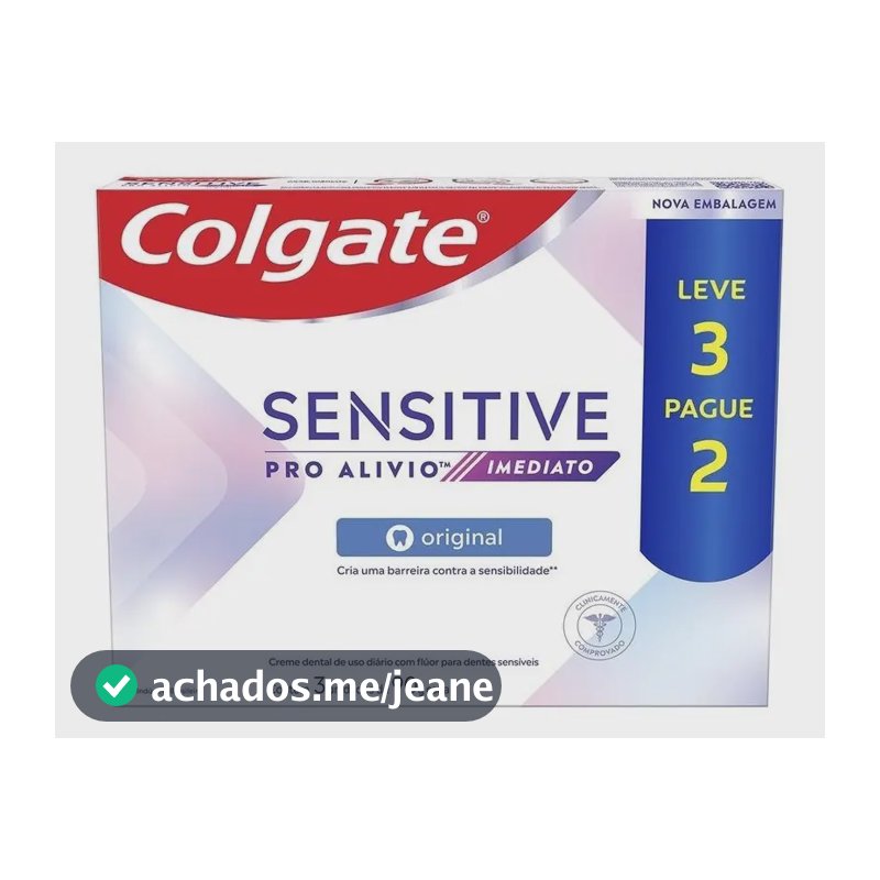 Creme Dental Para Sensibilidade Colgate Sensitive Pro Alívio Imediato Original 90g 3 Unidades