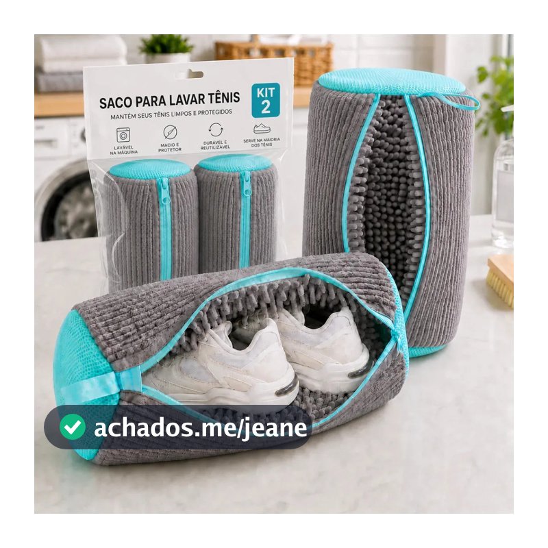 Kit 2 Sacos Para Lavar Tênis E Sapatos Em Máquina De Lavar – Saco Telado Anti-Impacto Com Fechamento Em Zíper