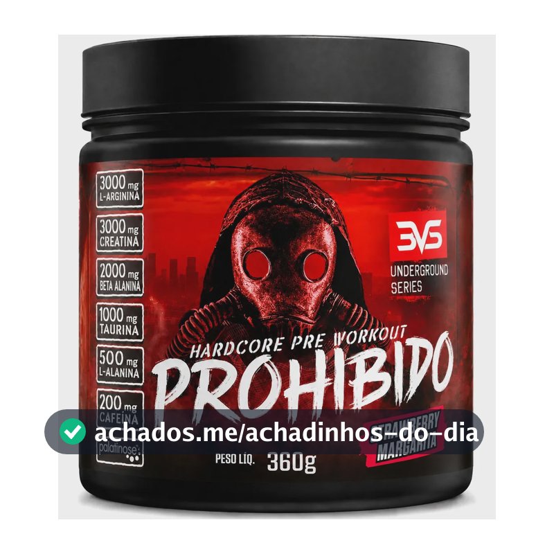 Prohibido Pré Treino 360g - Sabor: Strawberry Margarita (morango) - A Combinação Perfeita De 8 Ingredientes Que Proporcionam Energia Do Início Ao Fim Do Seu Treino