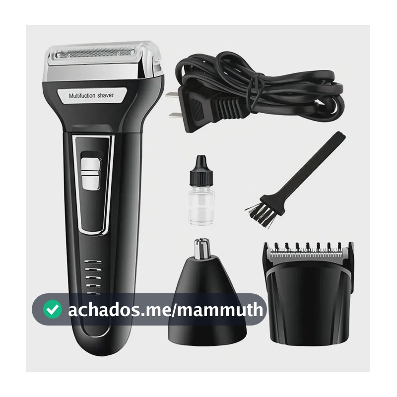 Máquina de aparar Barba E Pelos Barbeador 3 Em 1 Recarregável Bivolt Km6558 Preto