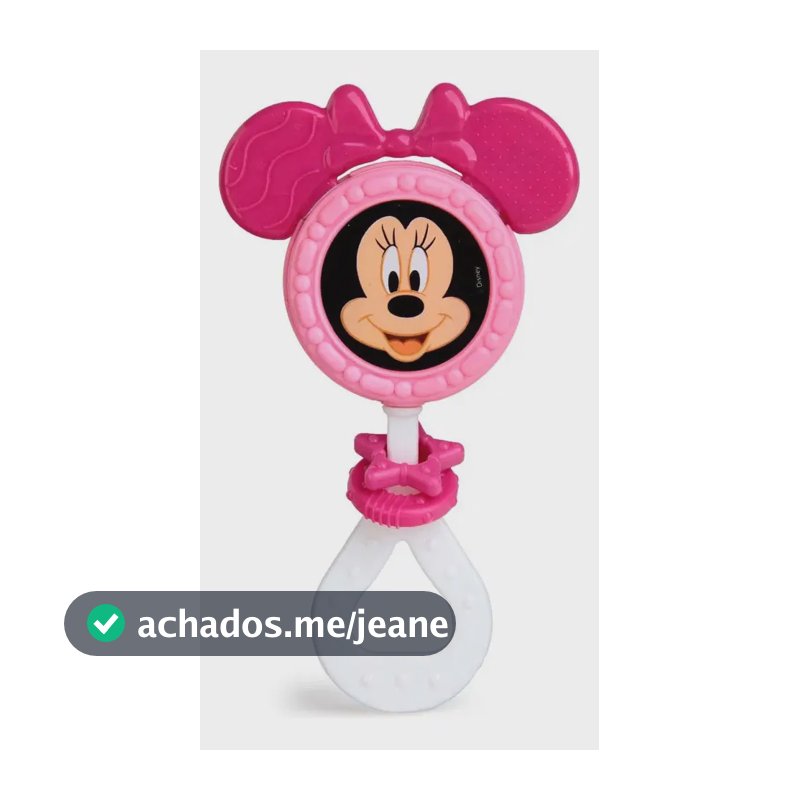 Chocalho e Mordedor Minnie Mouse Rattle Rosa Disney Meninas Bebê Elka