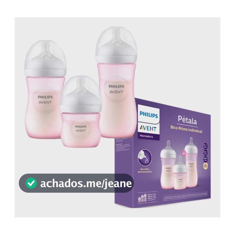 Kit 3 Unidades Mamadeiras Pétala 3.0 Cor Rosa ‎Philips Avent