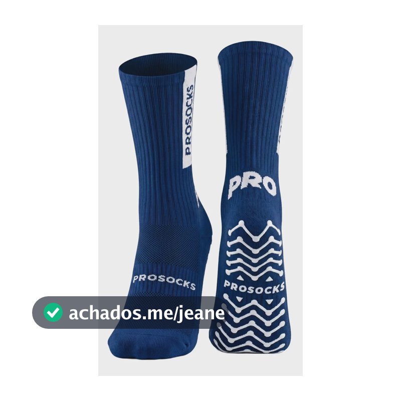 Meia Antiderrapante Futebol ProSocks UltraGrip Cano Alto Meião Futebol Grip para Chuteira Meia Esportiva com Alta Estabilidade, Conforto e Tecnologia Profissional | Azul Marinho, Tamanho 38-44