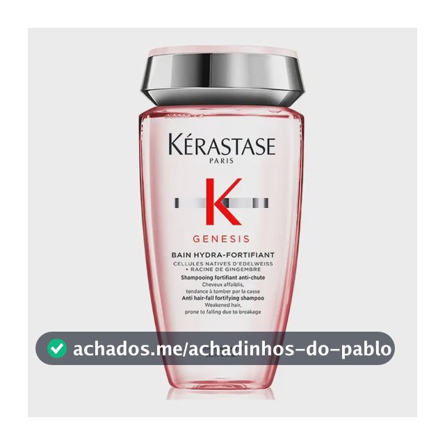 Shampoo Antiqueda Fortificante com Células Nativas de Edelweiss e Raiz de Gengibre para Cabelos Oleosos, Finos ou Normais, Genesis Bain Hydra-Fortifiant Kérastase, 250ml