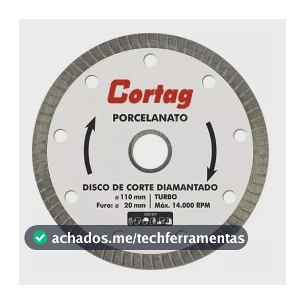 20x Disco Diamantado Cortag 110mm F20mm 60863 Porcelanato