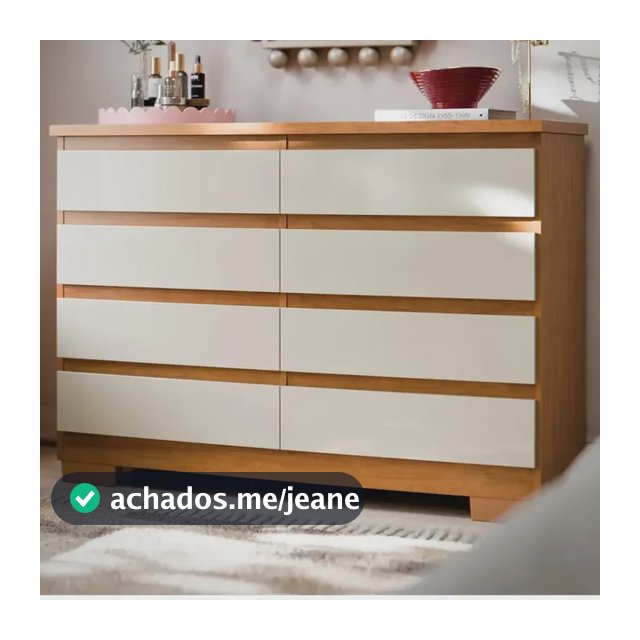 Cômoda 8 Gavetas Para Quarto Grande Com Pés Gaveteiro Organizador De Roupas Grécia Cor Nature Off Nature/off White