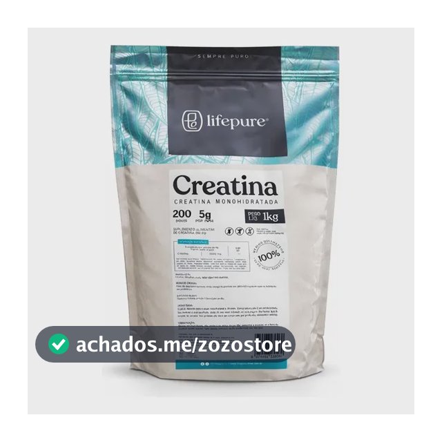 Creatina Monohidratada Em Pó Lifepure 1kg Sem Sabor Sem Sabor