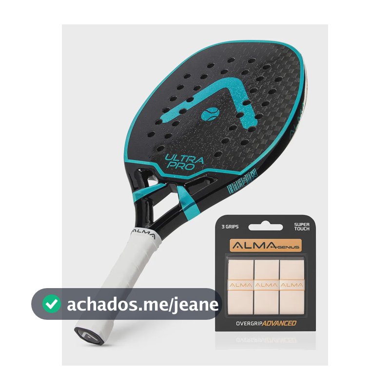 Kit Raquete Beach Tennis 12k Ultrapro Azul Grip Alma Genius Preto