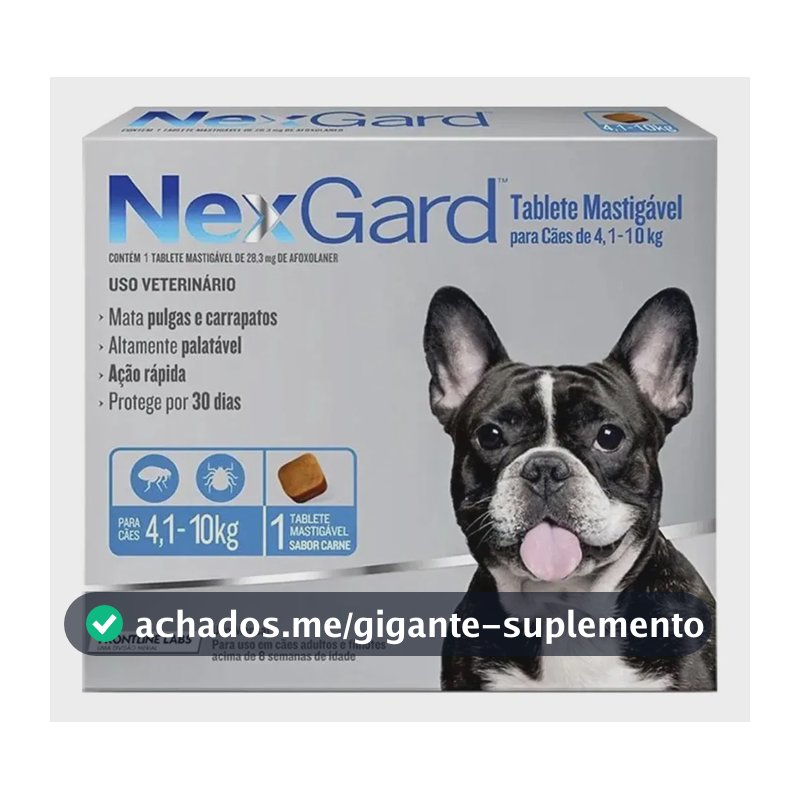 Antipulgas E Carrapatos NexGard Cães 4 a 10kg Comprimido Sabor Carne