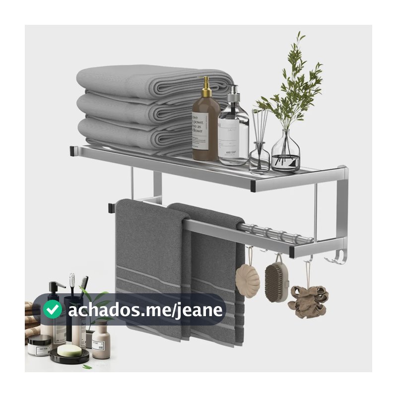 Toalheiro Duplo de Parede em Aço Inox 304 Prateado Antiferrugem