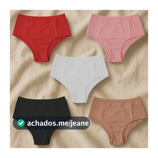 Kit 5 Calcinhas Algodão Pós Parto Pala Dupla Cotton Premium
