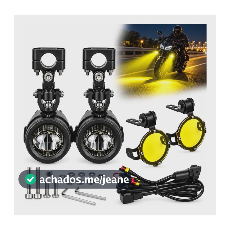 Par Farol Milha Moto 40w Led Auxiliar Neblina Para R1200gs Ambos Lados Luz Amarela