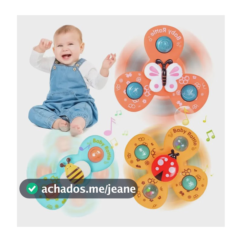 Kit 3 Brinquedo Sensorial Giratório Com Ventosa Forte F Bebê Kit 3