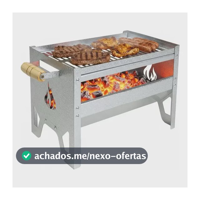 Churrasqueira Portátil Camping Praia Compacta Galvanizada Prateado