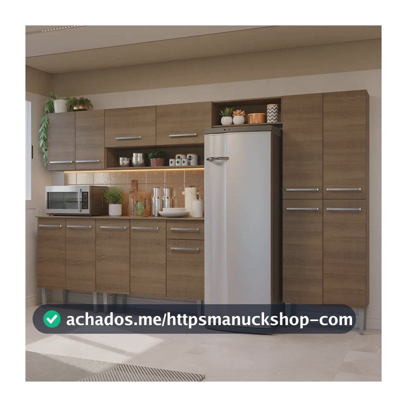 Armário De Cozinha Completa 293cm Emilly Madesa 011 Cor Rustic