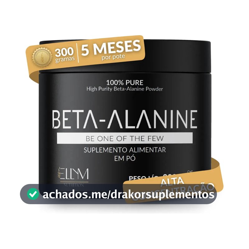 Beta Alanina 300g 100% Pura Performance Recuperação Muscular Pós Pré Treino 150 Doses Sem Sabor Concentrada Ellym Nutrition
