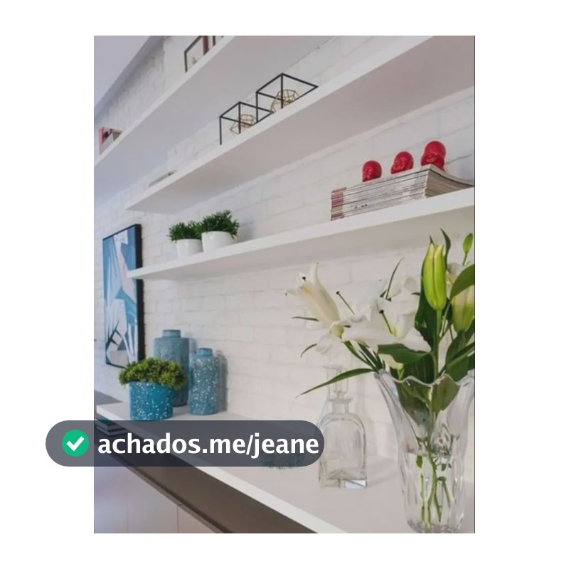 Prateleira Flutuante 180x20 Mdf 30mm Branco Com Suportes Branco