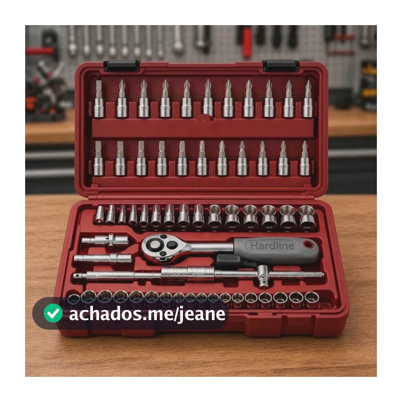 Jogo Chaves Catraca Kit Ferramentas 46 Peças Com Soquetes Bits Fenda Phillips Allen Extensores Maleta para Manutenção Reparo Carro Casa Oficina Mecânico Montagens Hardline