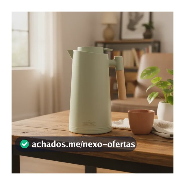 Garrafa Térmica 1l Cabo Madeira Café Chá Mesa Posta Premium Verde-claro